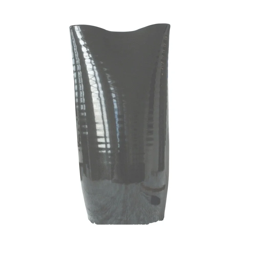 Vintage Black‎ Ceramic Vase Signed Artist 1980